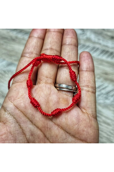 Wild Bracelets Bratara reglabila adulti/copii, cu noduri Tibetane, snur rosu intens