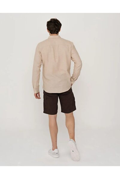 Jack & Jones Erkek Kum Bej Uzun Kollu Keten Gömlek 12251024