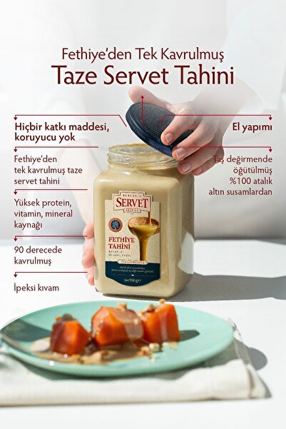 BERCEKIZ SERVET ŞEKERLEME Tek Kavrulmuş Taze Fethiye Tahini - 950 gr