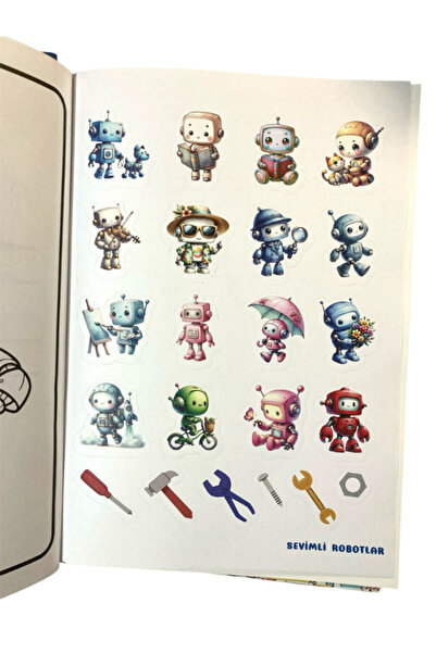 Pembe Yayınevi Çıkartmalı Boyama Kitabı Seti - Robot Boyama Kitabı