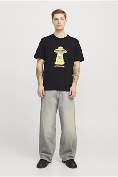 Jack & Jones Joranatomy Skull Tee Ss Rundhalsausschnitt Sn Erkek T-Shirt 12272966 Schwarz
