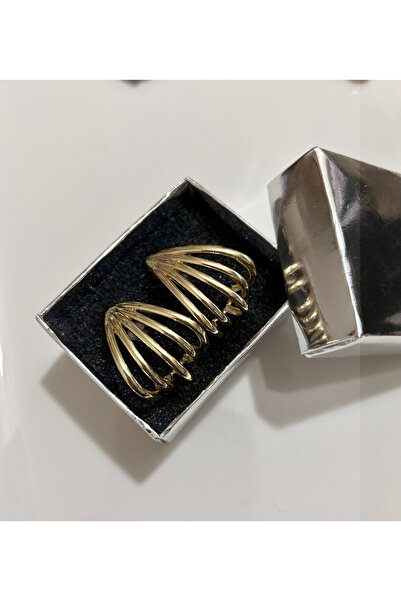 Butik أقراط نسائية ذهبية اللون على شكل قفص من GWEN مع إغلاق لولبي، تصميم ثلاث...