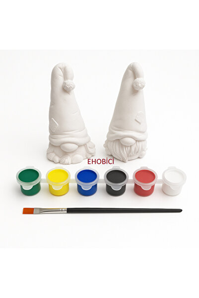 ehobici Taş Boyama Seti Gnome Cüceler 6 Renk Akrilik Boya 5ml + Fırça