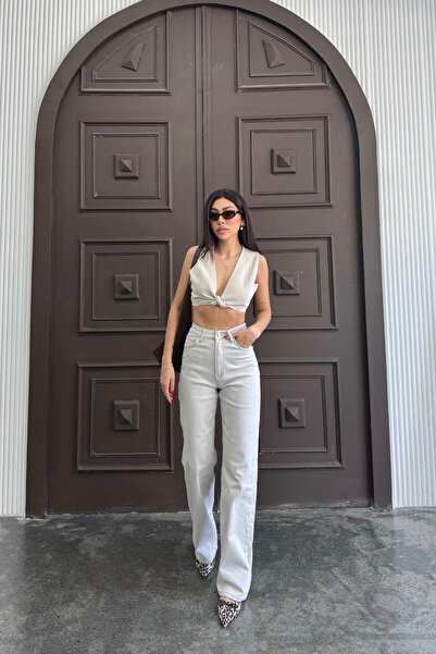 XRAY JEANS Női rugalmas, széles szárú Palazzo krémszínű farmernadrág