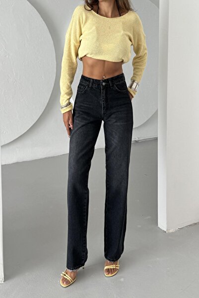 XRAY JEANS Pantaloni de damă cu dungi largi Palazzo negri din denim