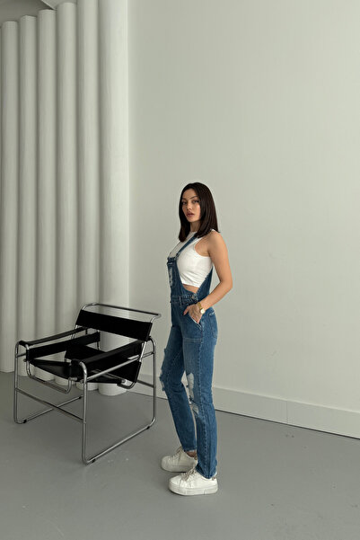 XRAY JEANS Salopetă de damă cu bretele și buzunare Gardener Blue Denim