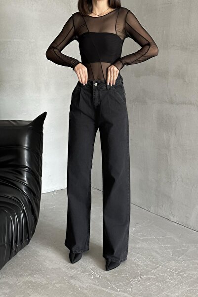 XRAY JEANS Pantaloni largi de damă din denim antracit