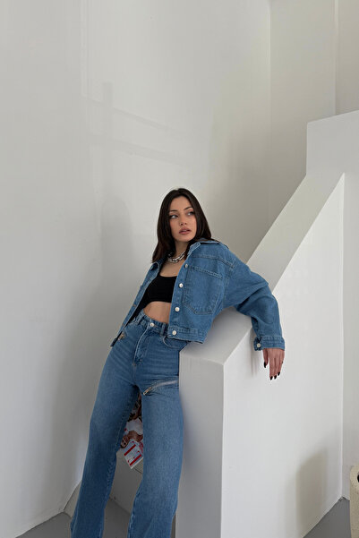 XRAY JEANS Blugi de damă, supradimensionați, scurti, albaștri, cu buzunare