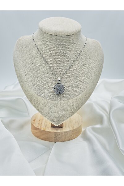 Snartun قلادة من الفولاذ المقاوم للصدأ مرصعة بحجر الزركون والبرسيم الفضي مع ص...