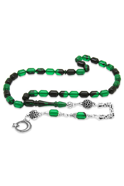 Tesbihane Нетемніючий металевий королівський ланцюжок з бахромою на кінці, капсульний зріз, зелений, чорний, вогняний, бурштиновий чотки