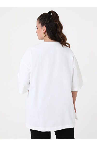 ALİA T-Shirt Crew Neck Plus Size - Λευκό - Alia