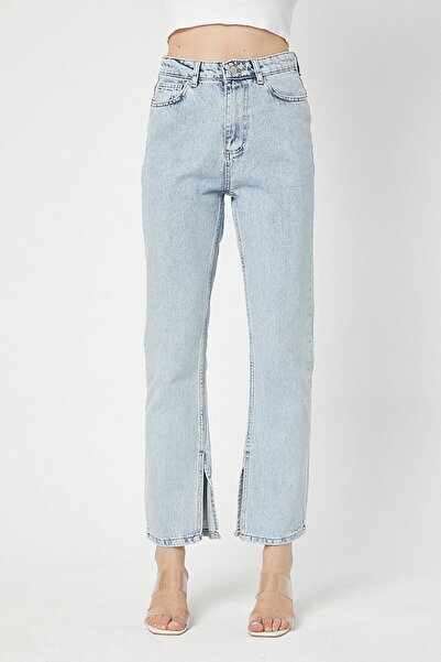 XRAY JEANS Women's Inside Slit Mom Fit Blue Jeans Trousers