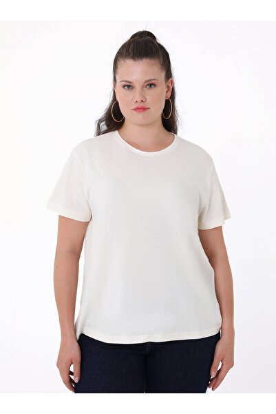 ALİA T-Shirt Crew Neck Plus Size - Ecru - Alia