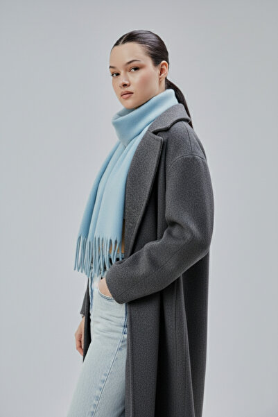 derikem Şal de iarnă de bază din acril cu textura moale pentru femei, albastru