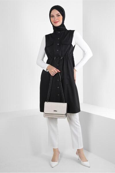 Alvina BELİ BÜZGÜLÜ DÜĞMELİ YELEK 43873