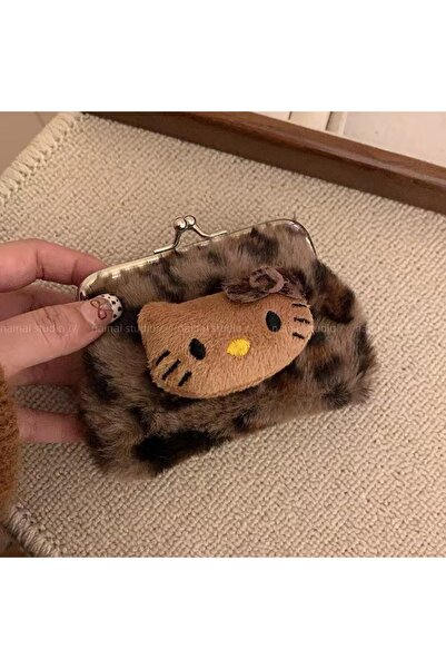 Choice A Sanrio Kawaii Hello Kitty Wallet Cute Plush Leopard Pattern Portable...