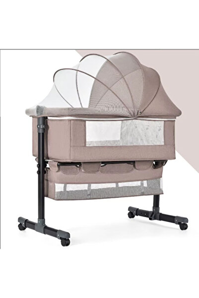 Generic سرير أطفال فاخر بجانب السرير مع سرير أطفال قابل لتعديل الارتفاع مع مرتبة