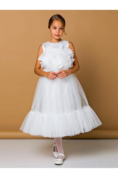 Civil Girls Roba Çiçekli 6-14 Yaş Abiye - Ekru12-13 Yaş