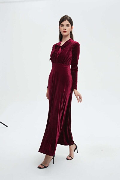 Nichii Women's Long Maxi Dress with Neck Bow