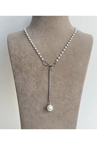 Duo Çelik İnci Detaylı Kolye