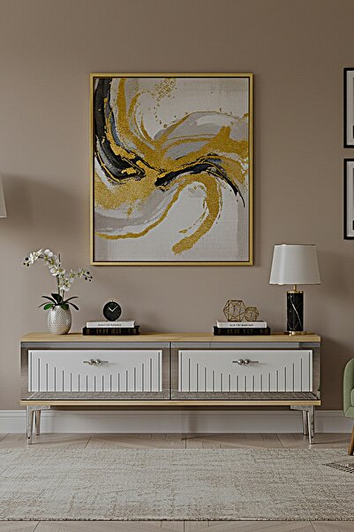 CENEYRA TSA1204DBS - TUNATV120 TV STAND, TV SEHPASI SAFİRMEŞE-BEYAZ-SILVER 120CM