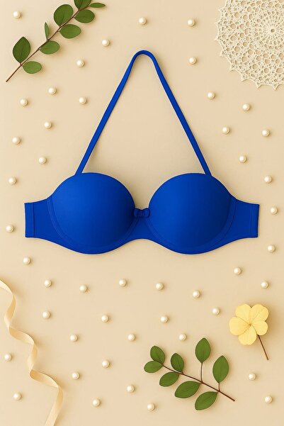 enmodaiçgiyim Σουτιέν Saks Blue Strapless με αυτοκόλλητη βάση σιλικόνης – 3 επιλογές ιμάντων