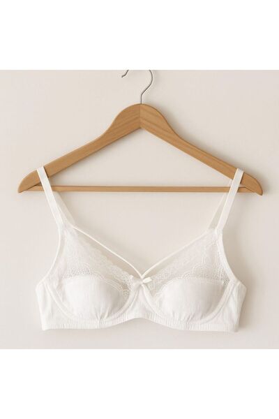 enmodaiçgiyim Γυναικείο σουτιέν με λευκό σχοινί με λεπτομέρεια από δαντέλα Brode