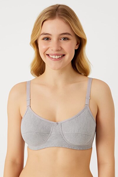 enmodaiçgiyim Сірий бюстгальтер без кісточок і без банечок з бавовняної трикотажної тканини – ідеальний для комфортного та природного щоденного використання.