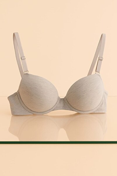 enmodaiçgiyim Безкісточковий жіночий бюстгальтер з сірими балеринами - Модель зручного бюстгальтера для щоденного носіння