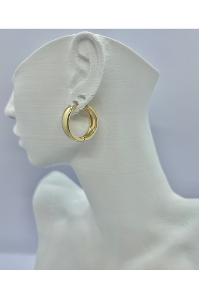 Nilonya Aksesuar Gold Çelik Kalın Halka Küpe