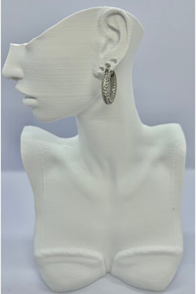 Nilonya Aksesuar Vip Seri Zirkon Taşlı Çelik Halka Küpe