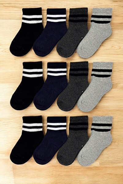 tibo 12 чифта дебели, раирани детски чорапи в стил зимни чорапи с двойна безш...