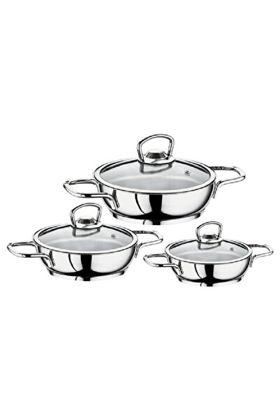 Genel Markalar Eva 6 Parça Metal Omlet Sahan Seti Cam Kapak 16-18-20 cm