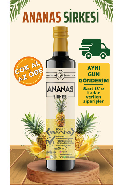 Luga Ananas Sirkesi 500 ml - Doğal Fermantasyon, Katkısız