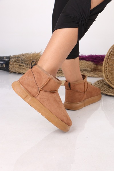 Sembu Mini Süet Yarım Bot Içi Tüylü Düz Taban Kadın Ayakkabı