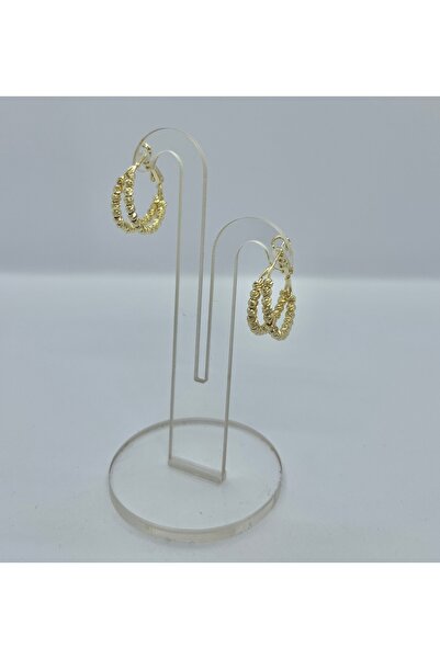 Nilonya Aksesuar Çift Halka Dorika Gold Çelik Küpe