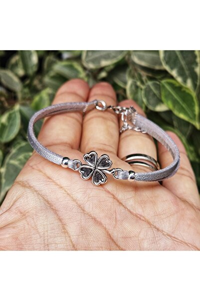 Wild Bracelets Four-leaf clover bracelet, made of suede, silver, handmade by
