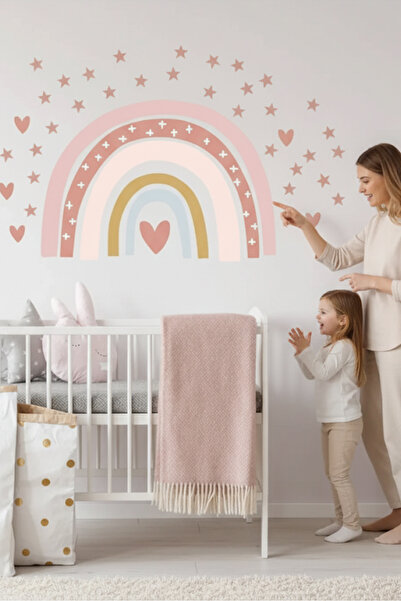 KT Decor Soft Color Heart Rainbow Wall Sticker Set