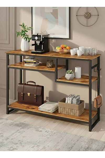 AGD Side Entry Table for Living Room and Office, Console Table with 4-Tier St...