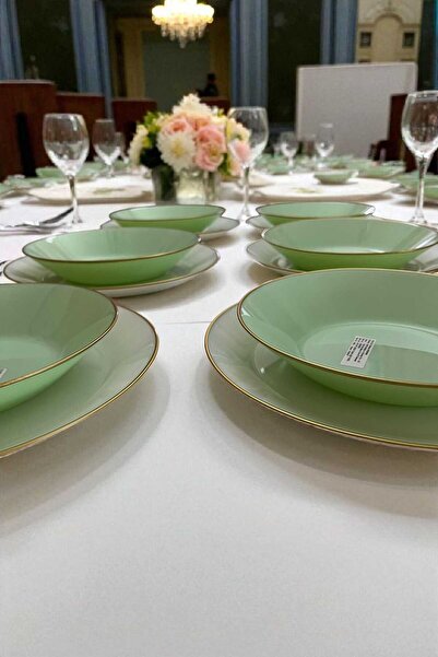 IKEA 6 Pieces 20 cm Gilded Deep Dinner Plate Light Green