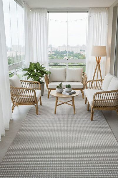 stil carpet Jüt Sisal CANVAS 0409G KAHVERENGİ Silinebilir Leke Tutmaz Kolay T...