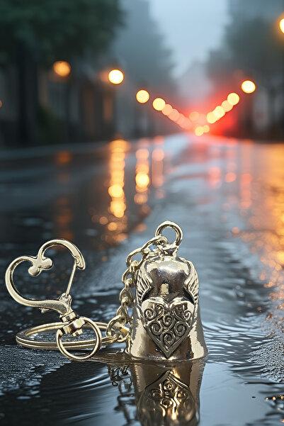 Shiney Aksesuar Çelik Motor Şans Çanı Guardian Bell Kanatlı Kalp Model Anahtarlık Koruyucu Motosiklet Luck Bell