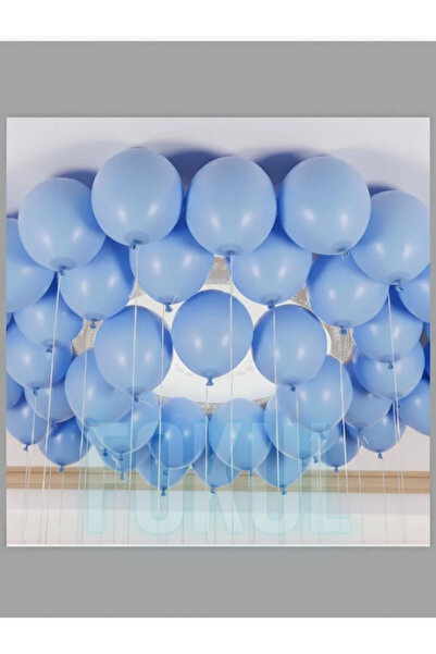 FOKUL 25 Adet Açık Mavi Balon - Balon İpi - 100'lü Balon Bandı Yapıştırıcı - ...