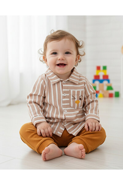 ege bebe بدلة أطفال مع قميص، للأطفال من عمر 6 إلى 24 شهرًا، بأكمام طويلة، مطر...