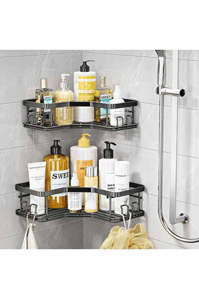 G-Merc Set 2 Rafturi de Dus G-Merc®, Etajera Colt Baie, Otel Inoxidabil, 4 Ca...