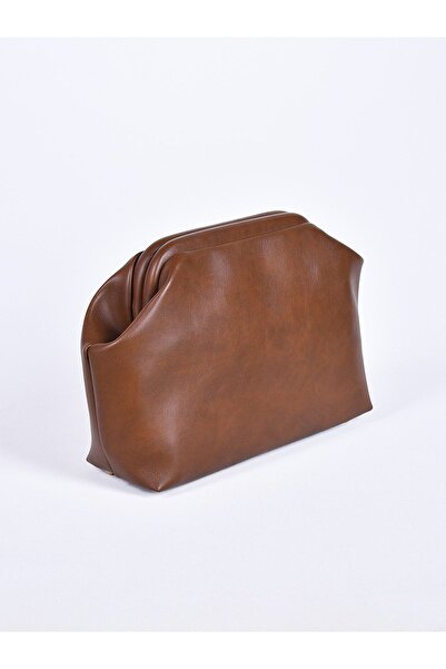 HEYBE'S Heybes Kadın Kahverengi Vegan Deri Clutch El Çantası