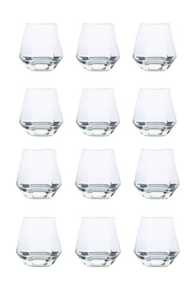 package home Set of 12 premium clear glass cups - modern hexagon design for versatile use in cold drinks