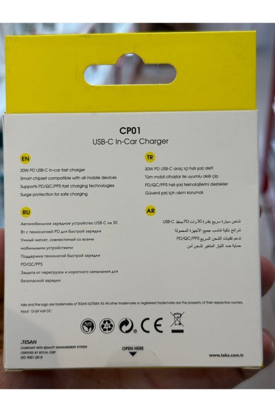 Ttec Taks 5CP01S taks CP01 30W PD USB-C Araç Hızlı Şarj Aleti , Siyah