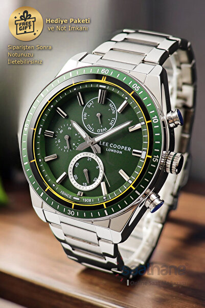 Lee Cooper Orijinal Lee Cooper Fonksiyonlu Takvimli Yeşil Kadran Erkek Kol Saati
