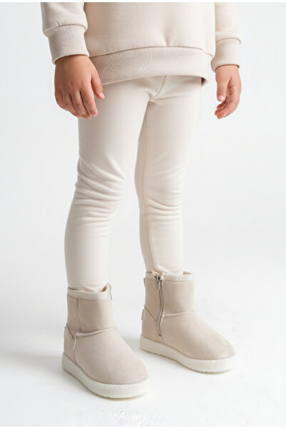 Moda Lime Işıklı Uzun Esnek Rahat Taban Kolay Giyim Soğuk Havalara Dayanıklı Süet Kürklü Çocuk Bot Çizme